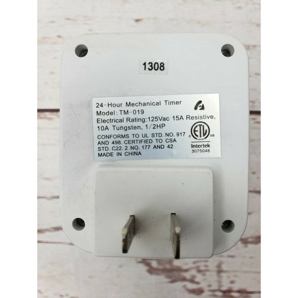 Intertek  24-Hour Indoor Timer Programmable Mechanical Pin Timer 1308 - Picture 8 of 9